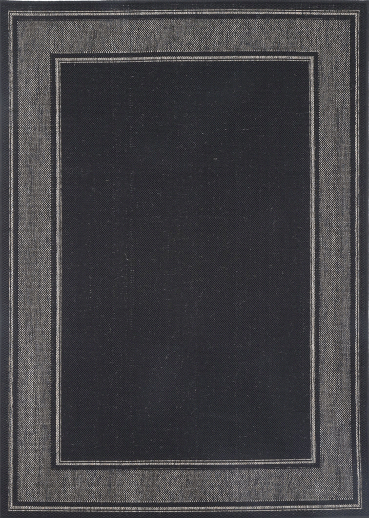 Sisalo Black Bordered Line Pattern Rug - 3885/J48-K - DLB Furniture