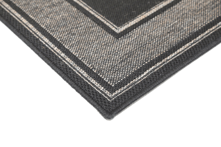 Sisalo Black Bordered Line Pattern Rug - 3885/J48-K - DLB Furniture