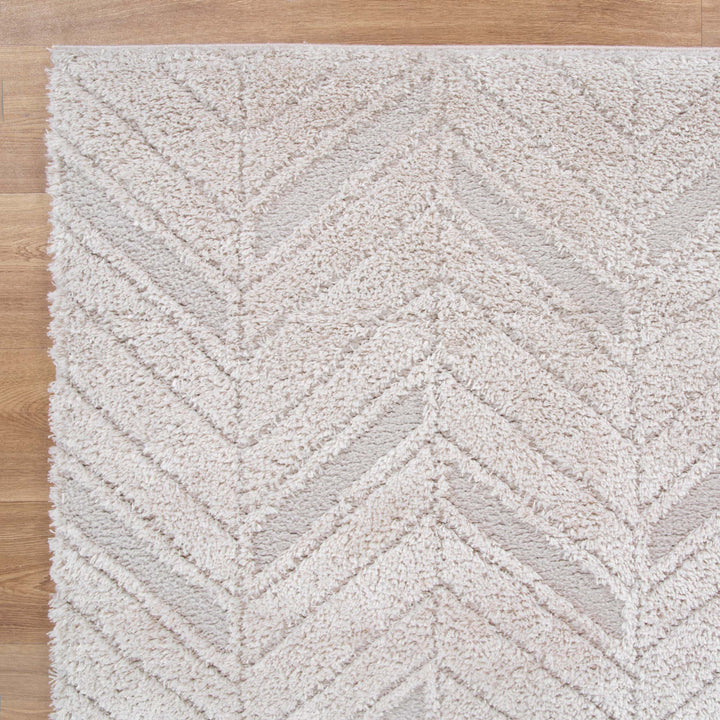 Tender Chevron Beige Shag Rug - DLB Furniture