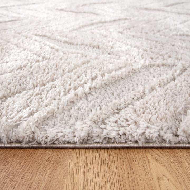 Tender Chevron Beige Shag Rug - DLB Furniture