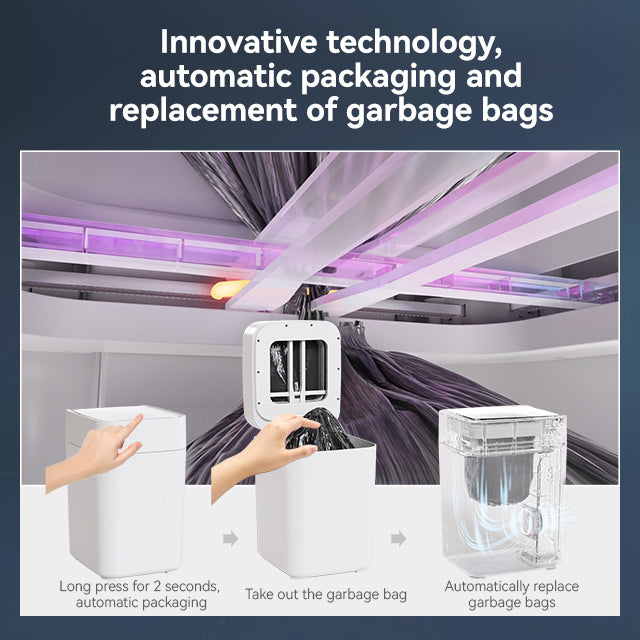 Smart Trash With Sensor Can Fully Automatic Pack and change Bags - DLB Furniture