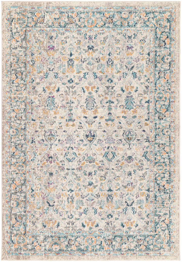 Tulin Paisley Cream & Blue Transitional Rug - DLB Furniture