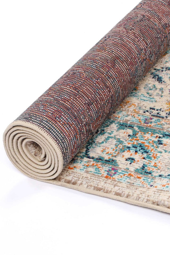 Tulin Paisley Cream & Blue Transitional Rug - DLB Furniture