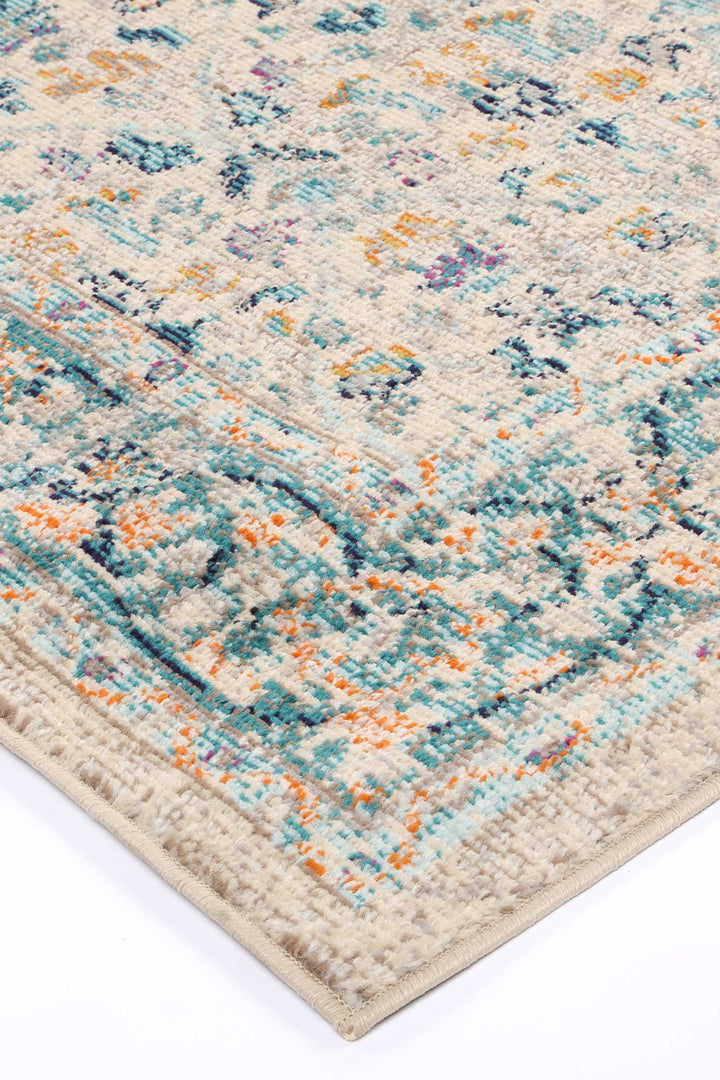 Tulin Paisley Cream & Blue Transitional Rug - DLB Furniture