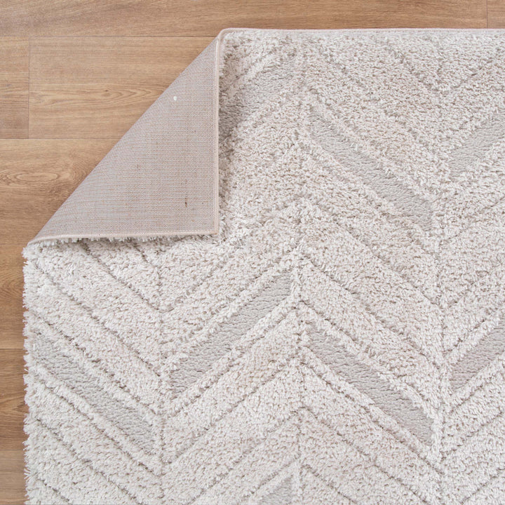 Tender Chevron Beige Shag Rug - DLB Furniture