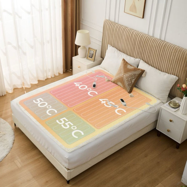 Heated Mattress protector 10 Heat Settings Controller, Auto Shut Off Timer, Dual Control