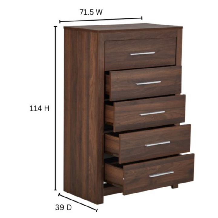 5 drawer tall boy dresser