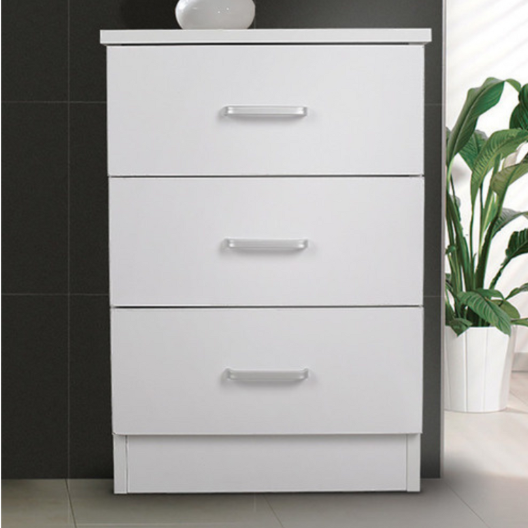 Beli 3 Drawers Bedside Table - White
