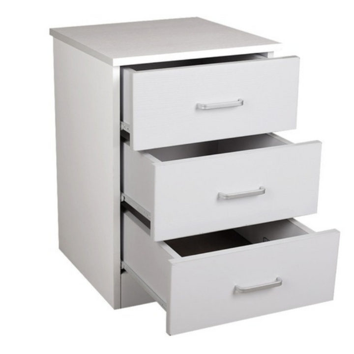 Beli 3 Drawers Bedside Table - White