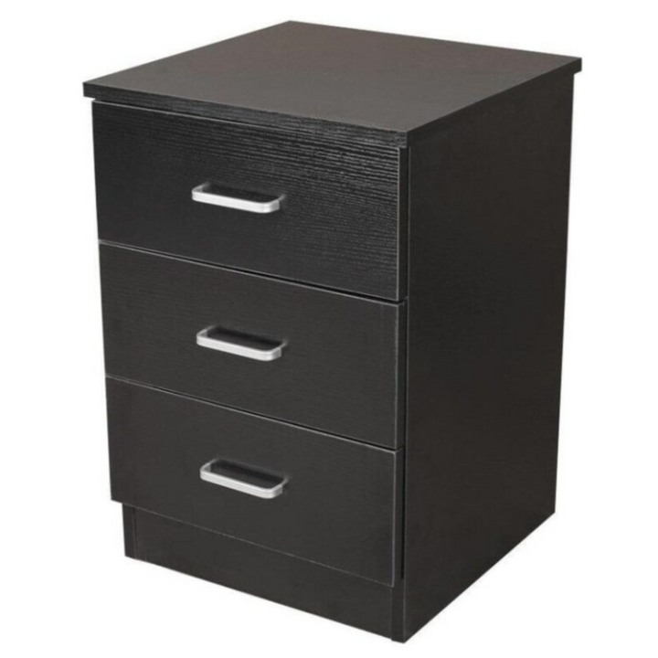 Beli 3 Drawers Bedside Table - Black - DLB Furniture