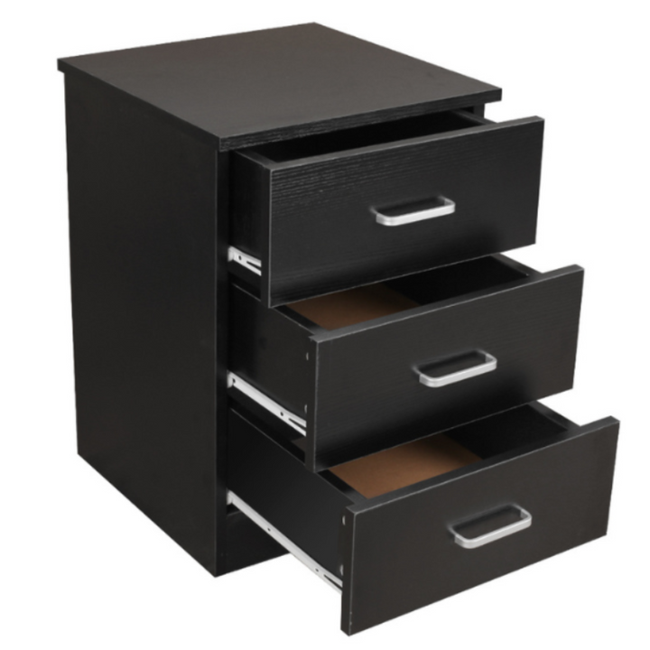 Beli 3 Drawers Bedside Table - Black - DLB Furniture