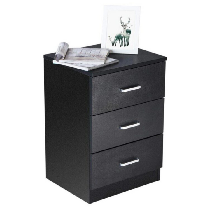 Beli 3 Drawers Bedside Table - Black - DLB Furniture