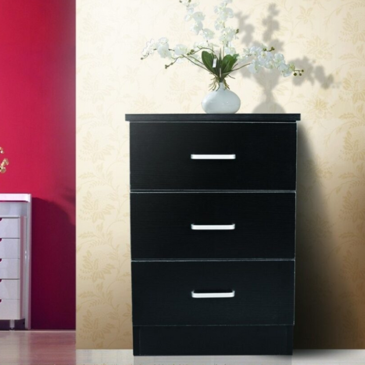 Beli 3 Drawers Bedside Table - Black - DLB Furniture