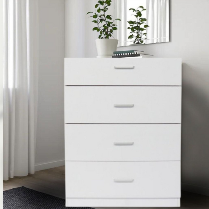 Bali 4 Drawers Tall Boy - White - DLB Furniture