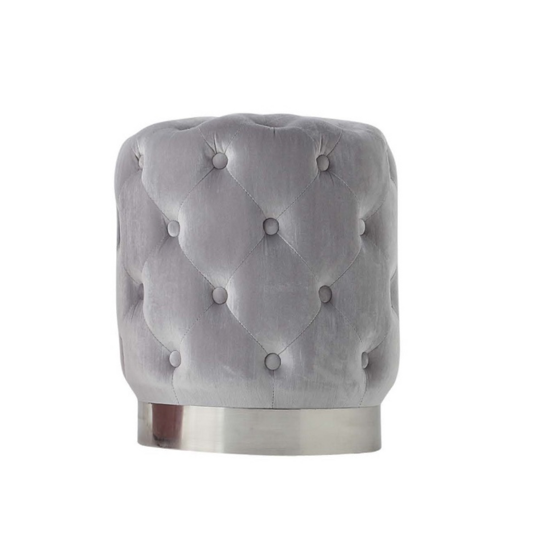 Aurora Velvet Stools – Silver - DLB Furniture
