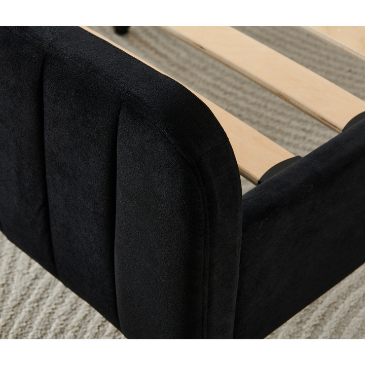 Rara Black Velvet Bed Frame Double - DLB Furniture