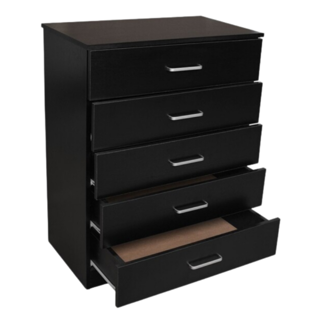 Beli 5 Drawers Tallboy - Black - DLB Furniture