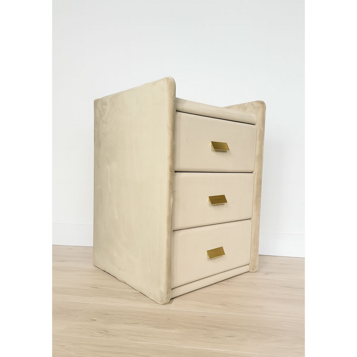 Beige Velvet Side Table - DLB Furniture