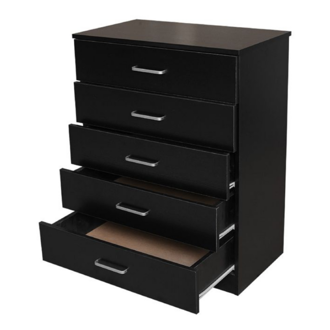 Beli 5 Drawers Tallboy - Black - DLB Furniture