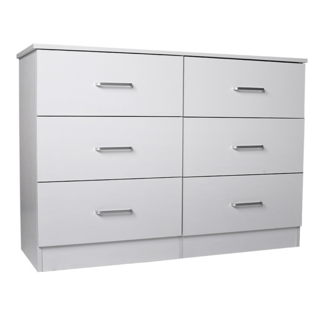 Beli 6 Drawers Lowboy - White - DLB Furniture