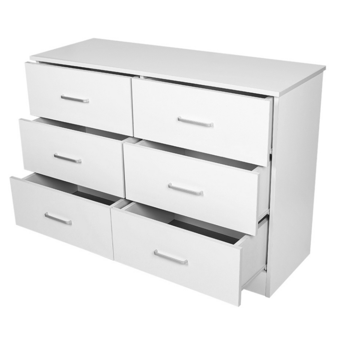 Beli 6 Drawers Lowboy - White - DLB Furniture