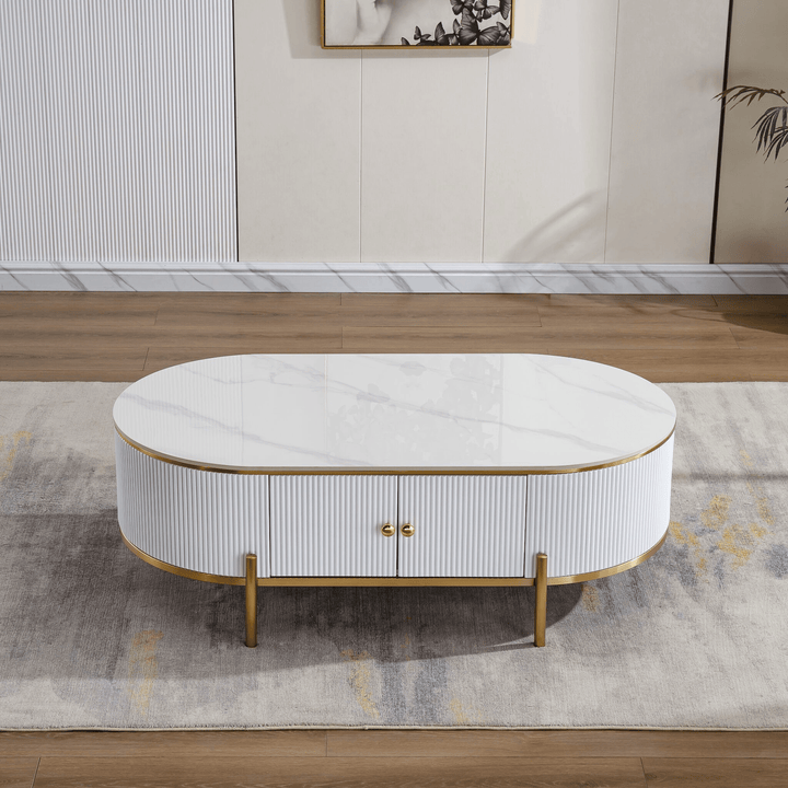   Oval Phoebe Stone Top Coffee Table 
