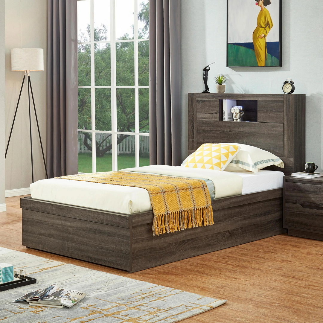 Boston Modern Gas Lift Platform Bed with Storage, King Single - DLB Furniture