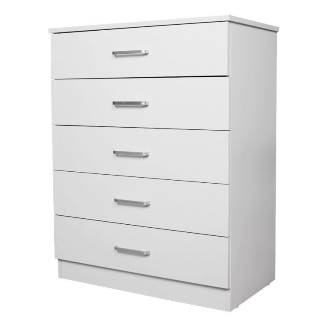 Beli 5 Drawers Tallboy - White - DLB Furniture