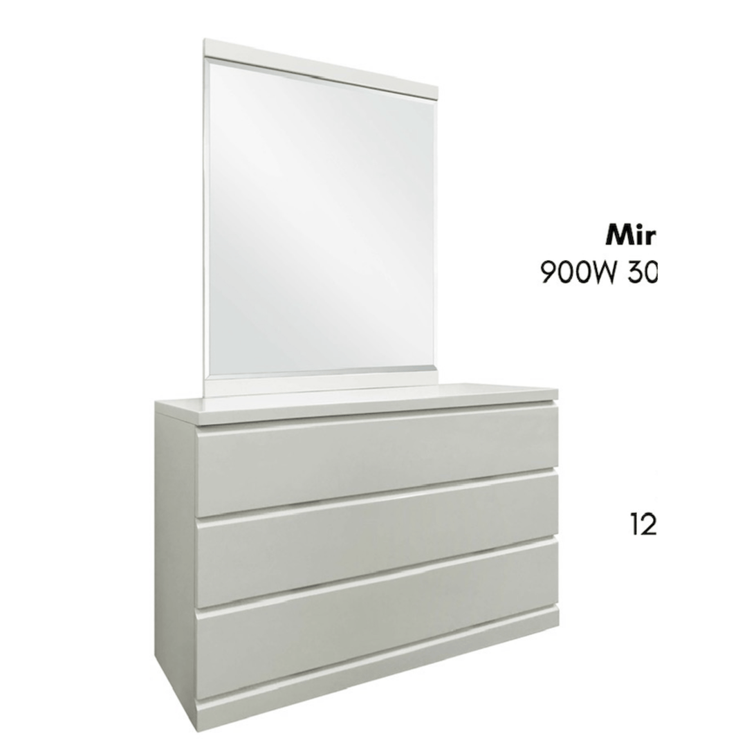 Whiteline Anna Light Grey Double Dresser and Mirror - DLB Furniture