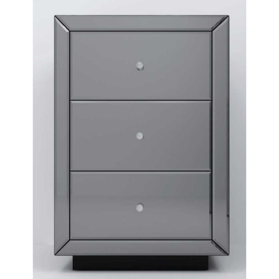Marie Smoke Grey Mirrored Bedside Table