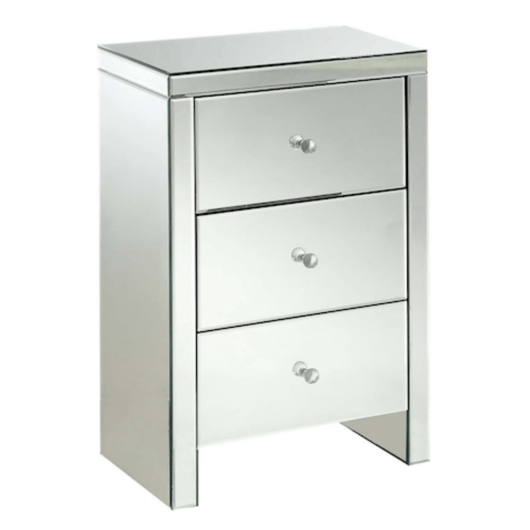 Venetian Mirrored 3 Drawer Bedside Table - DLB Furniture