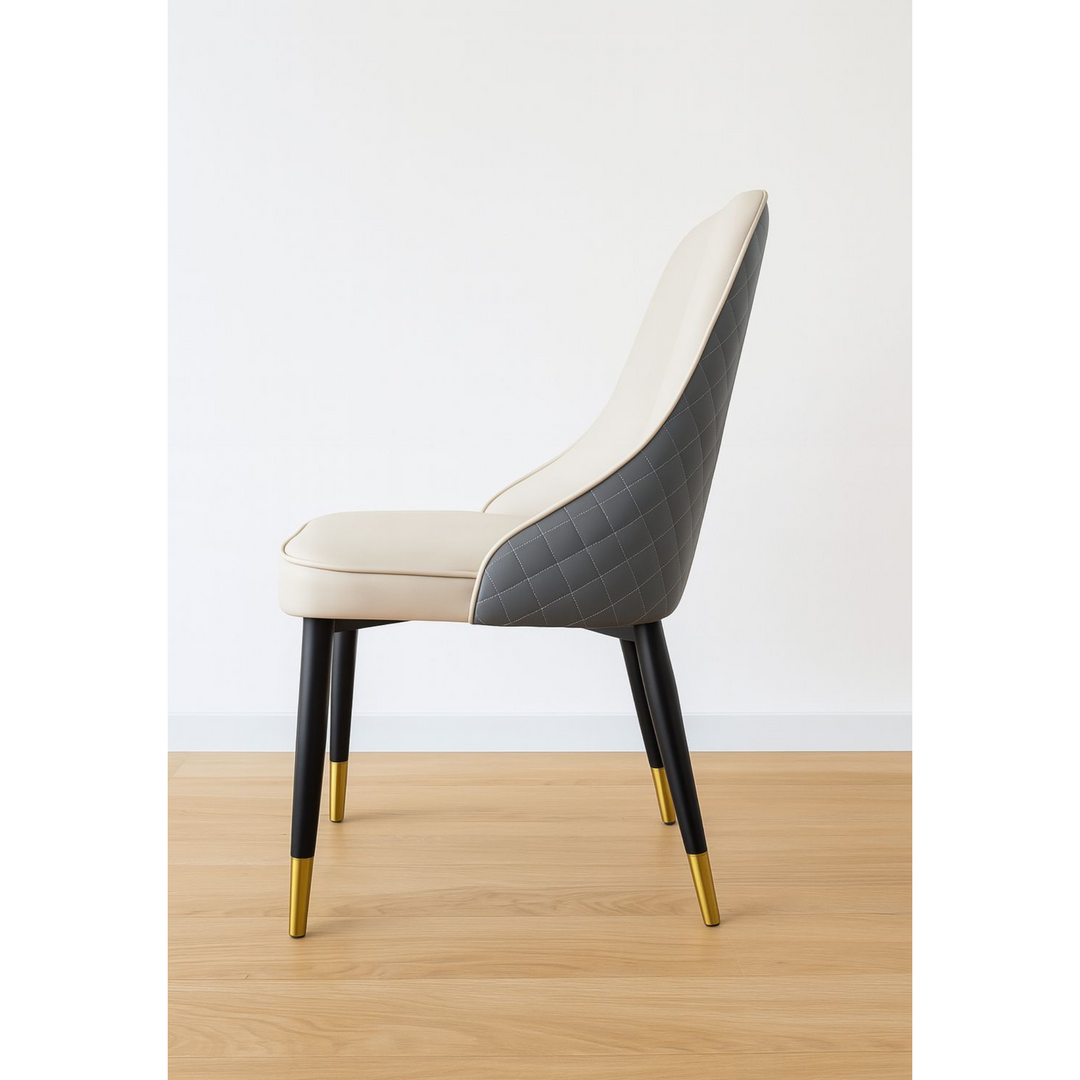 Pandia Microfibre Leather Dining Chairs Grey and White 2 tone