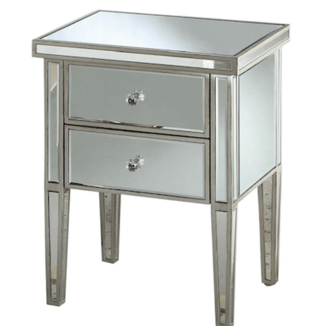 Marseille Mirrored Bed Side Table 2 Drawer