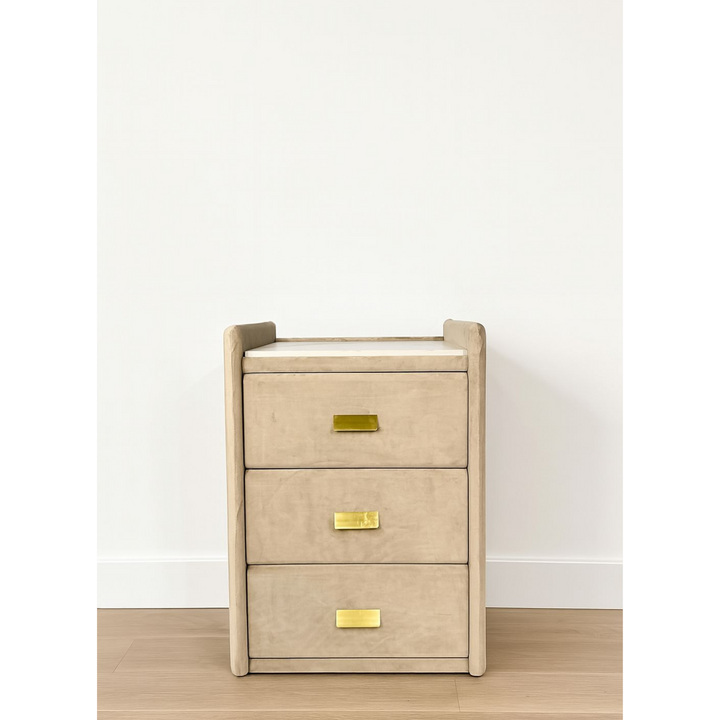 Beige Velvet Side Table