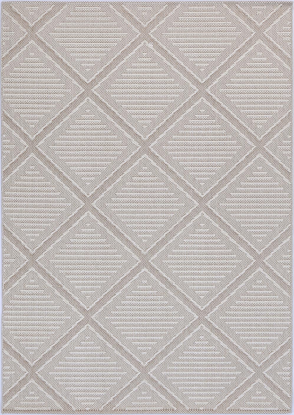 Vanuatu Kenilorea Beige Geometric Flatweave Rug - DLB Furniture