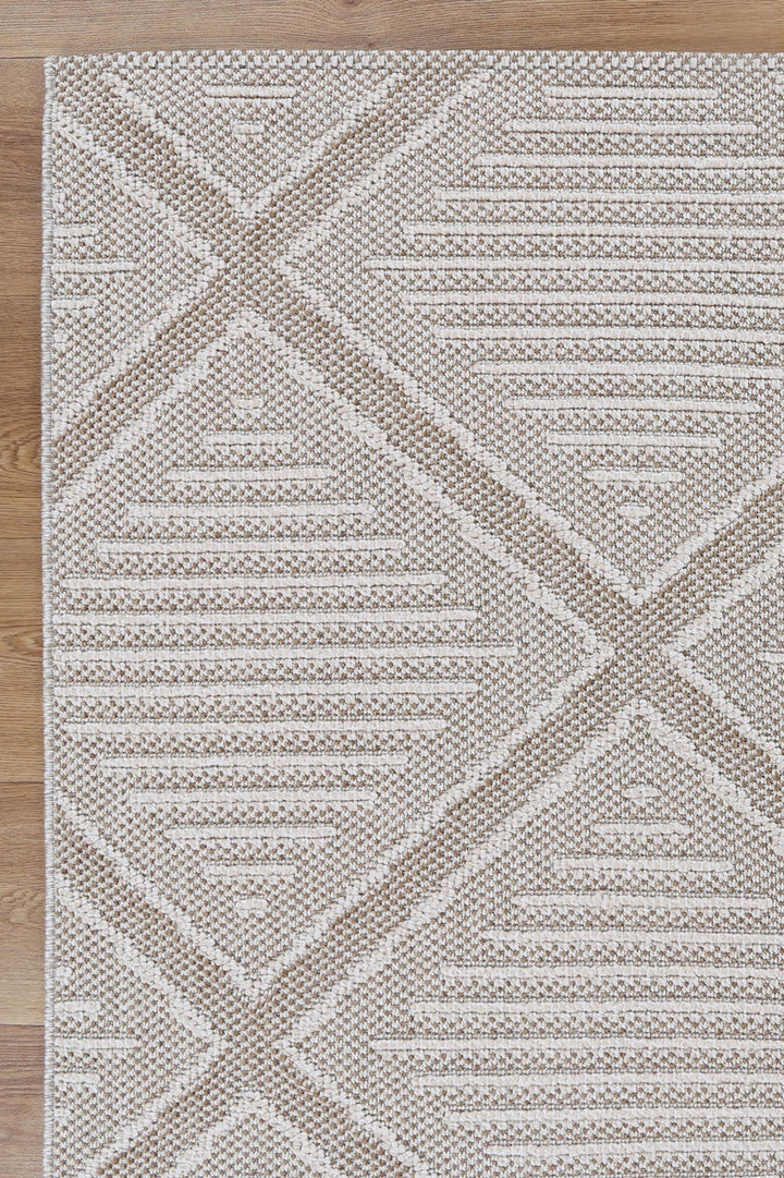 Vanuatu Kenilorea Beige Geometric Flatweave Rug - DLB Furniture