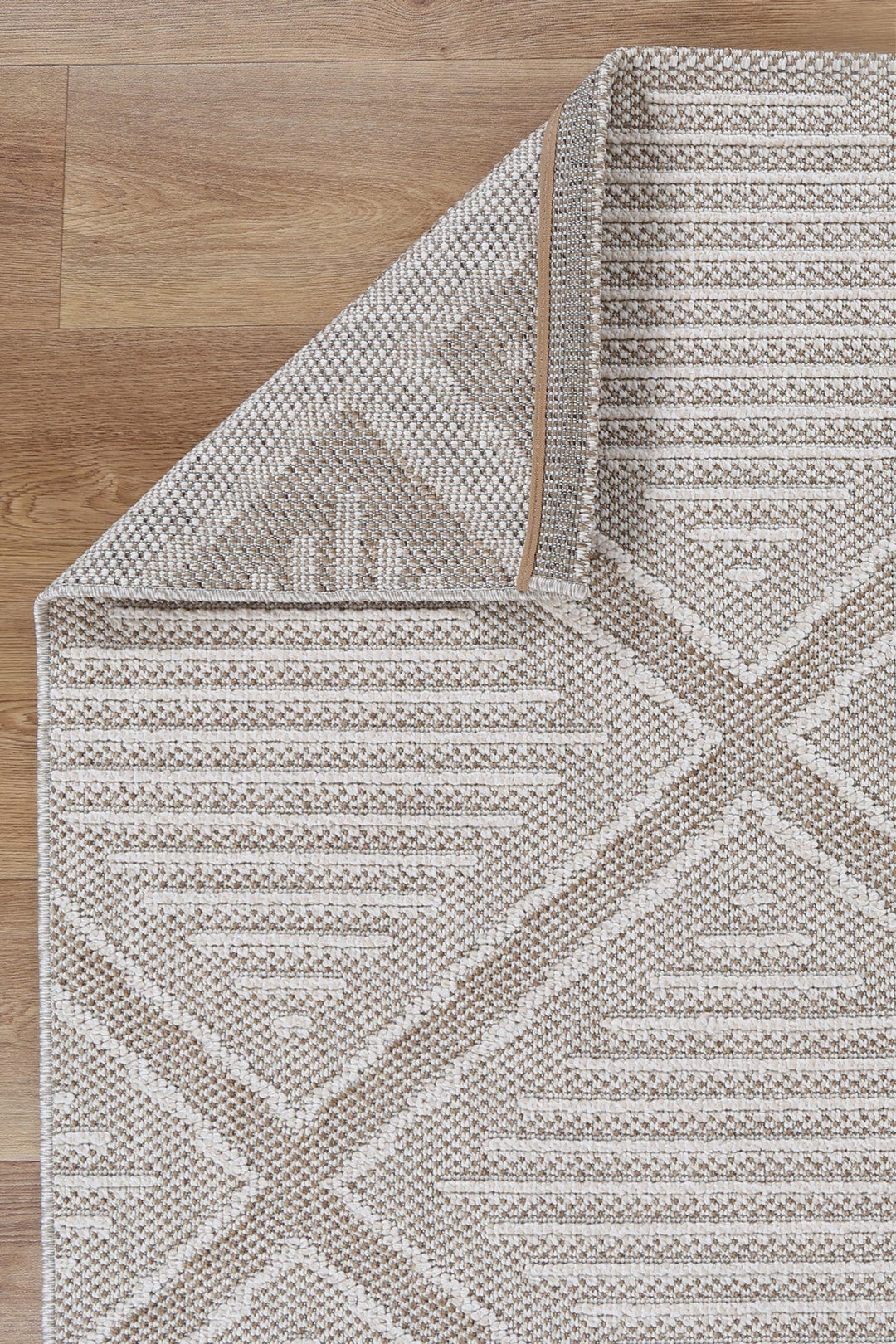 Vanuatu Kenilorea Beige Geometric Flatweave Rug - DLB Furniture