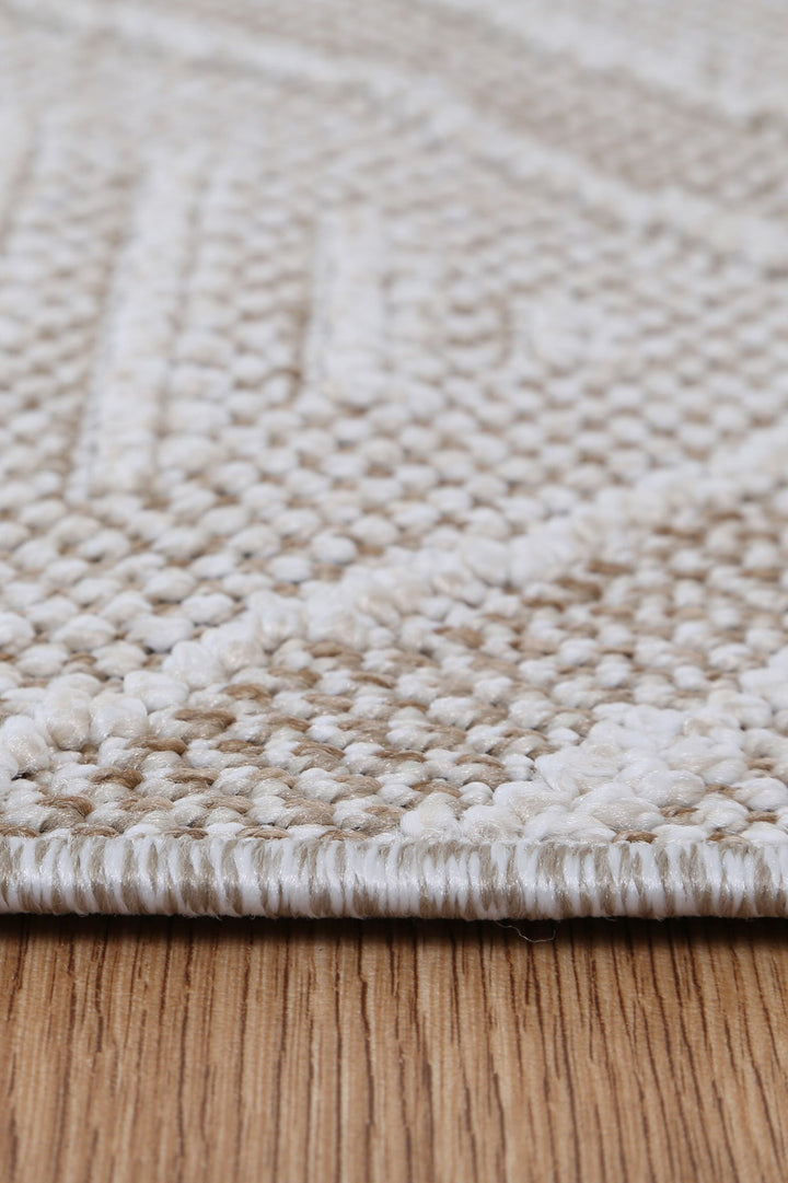 Vanuatu Kenilorea Beige Geometric Flatweave Rug - DLB Furniture