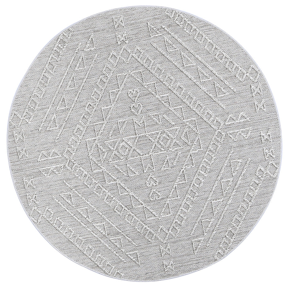 Vanuatu Kaua Ash Tribal Round Flatweave Rug - DLB Furniture