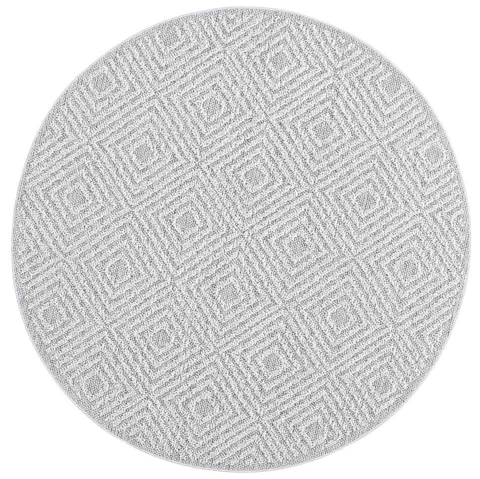 Vanuatu Walasi Ash Geometric Round Flatweave Rug - DLB Furniture