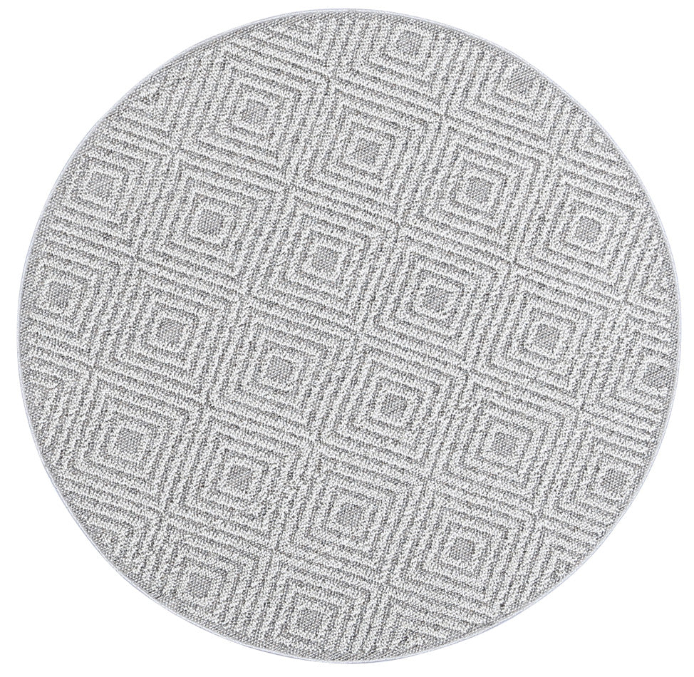 Vanuatu Fugui Grey Geometric Round Flatweave Rug - DLB Furniture