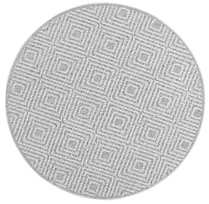 Vanuatu Fugui Grey Geometric Round Flatweave Rug - DLB Furniture