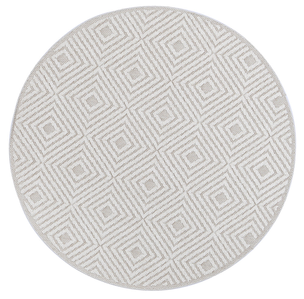 Vanuatu Wickham Beige Geometric Round Flatweave Rug - DLB Furniture