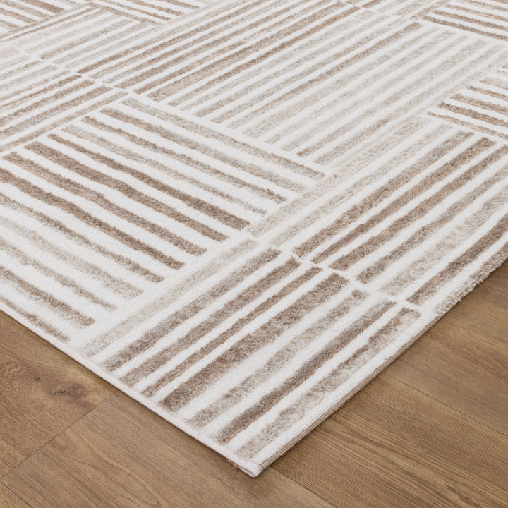 Wellington Geometric Lines Brown Rug - W001 - DLB Furniture