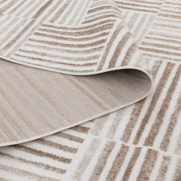 Wellington Geometric Lines Brown Rug - W001 - DLB Furniture