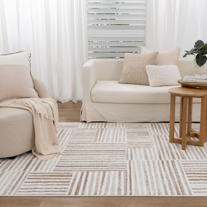 Wellington Geometric Lines Brown Rug - W001 - DLB Furniture