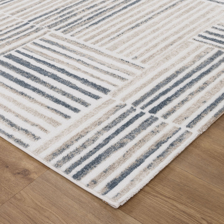 Wellington Geometric Lines Blue Rug - W002 - DLB Furniture