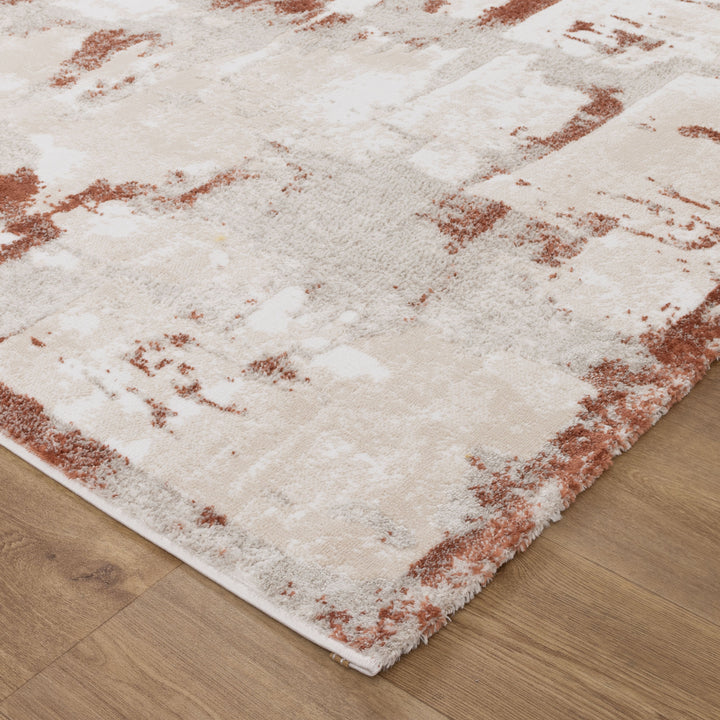 Wellington Abstract Wash Rust Rug - W010 - DLB Furniture