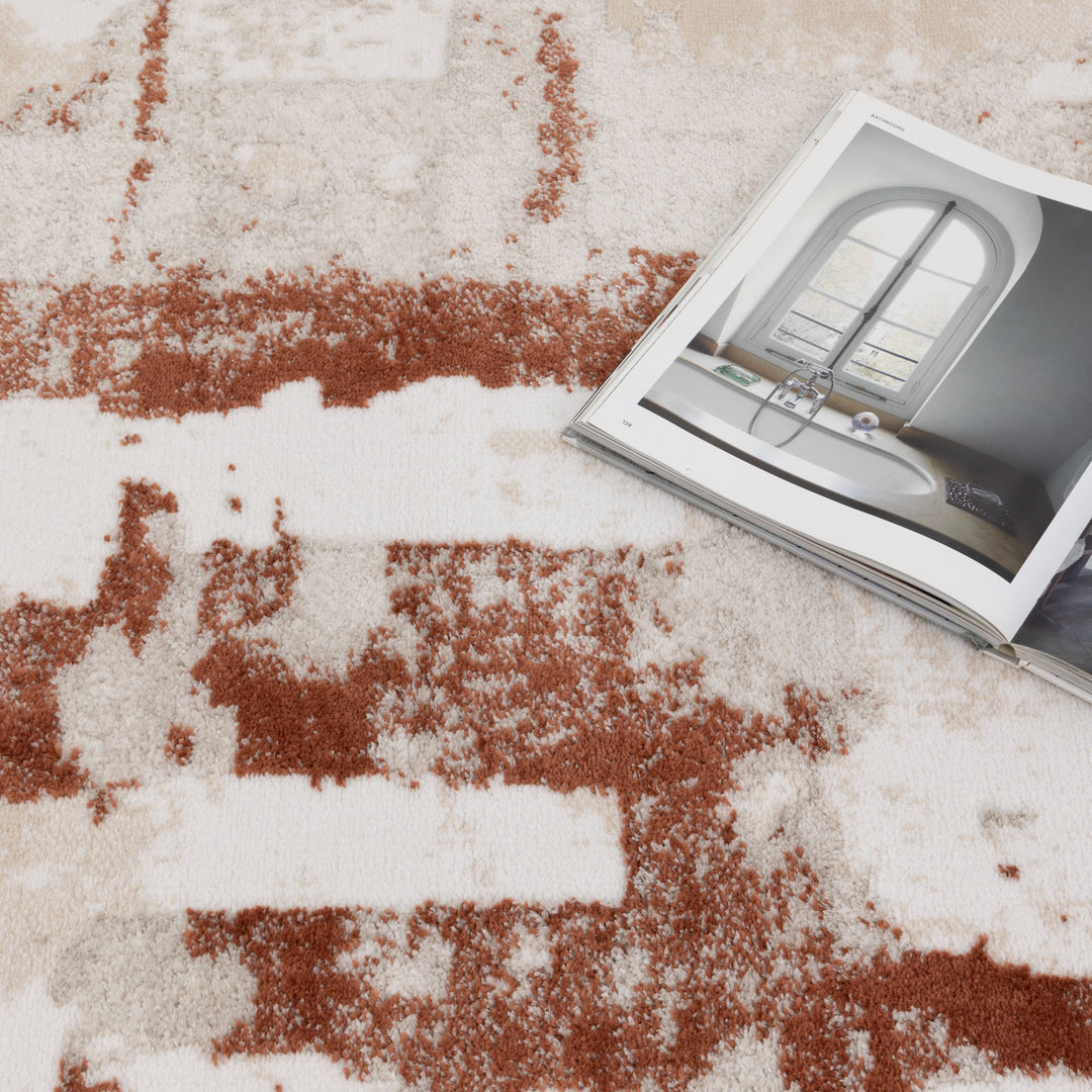 Wellington Abstract Wash Rust Rug - W010 - DLB Furniture