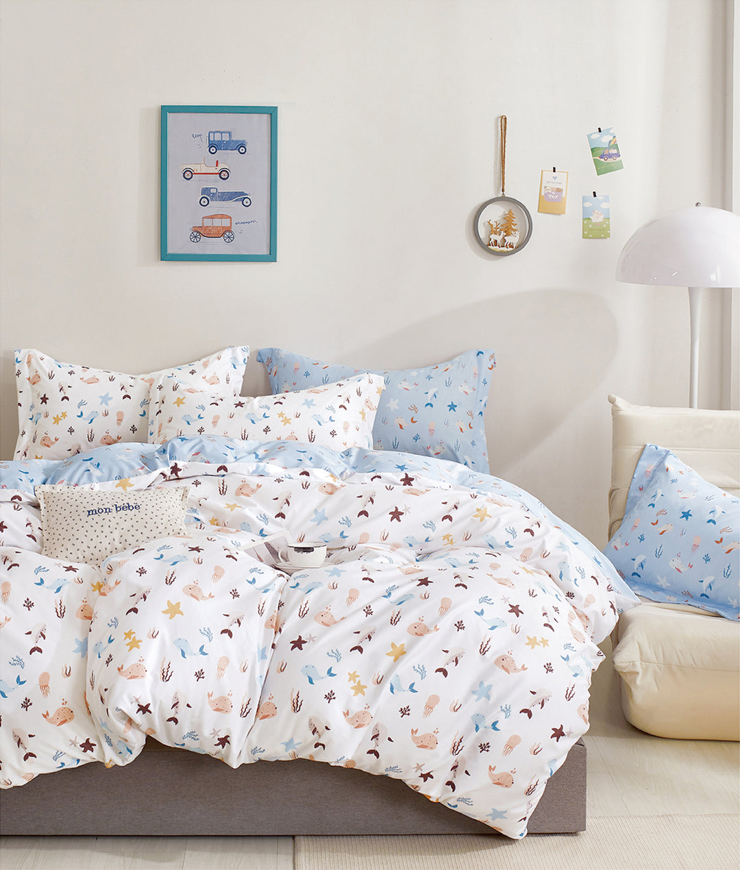 Botanist 5 Piece Bedding Set Microfiber 120 gsm-Sea Animal - DLB Furniture